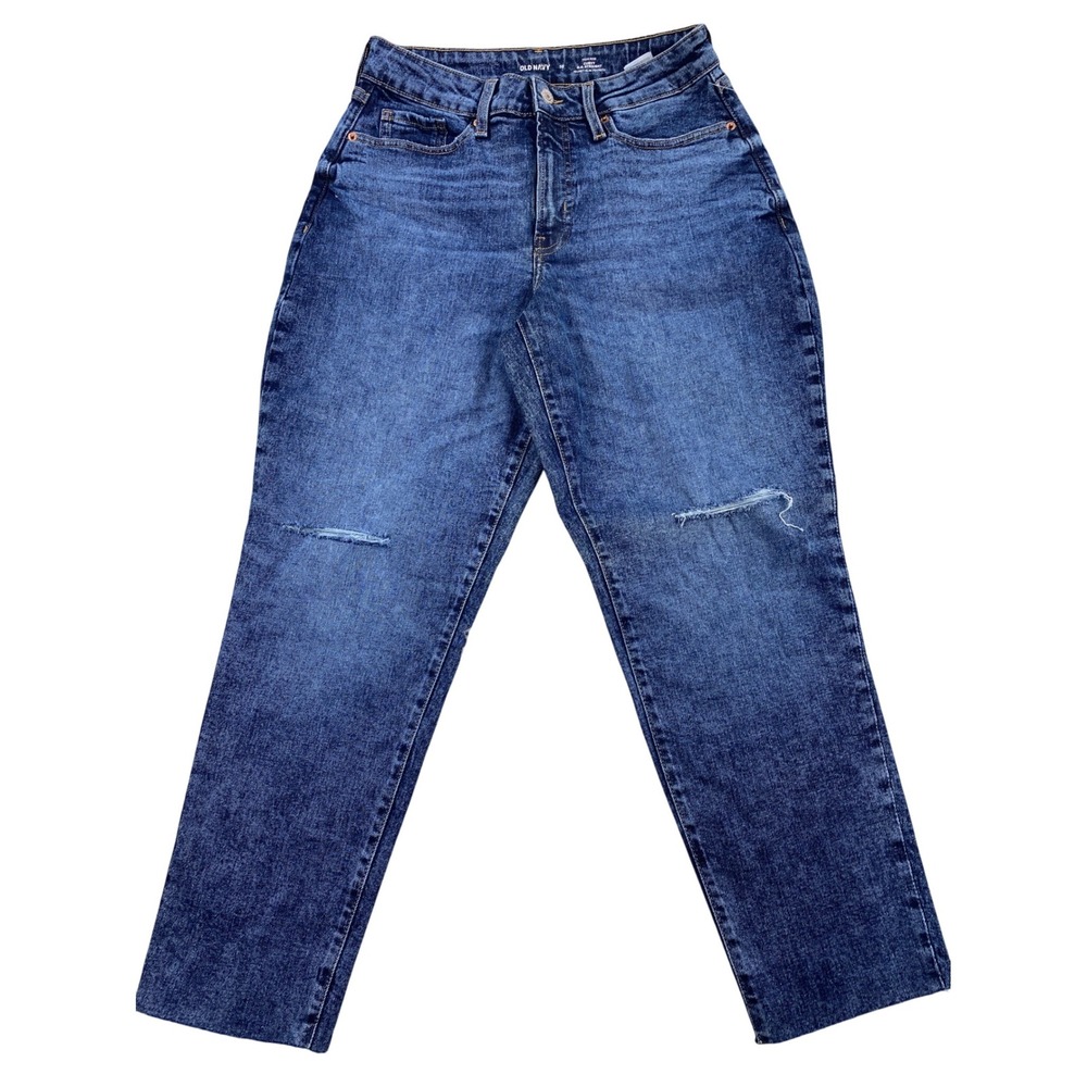 Old Navy Women's Size‎ 10 High Rise Curvy OG Straight Jeans Distressed Denim